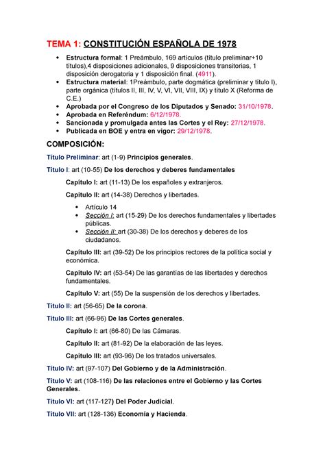 Tema 1 Esquema Constitución Española 1978 Tema 1 ConstituciÓn