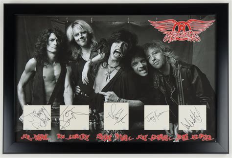 Aerosmith Custom Framed Band Signed 5 Cut Display With Joe Perry Tom