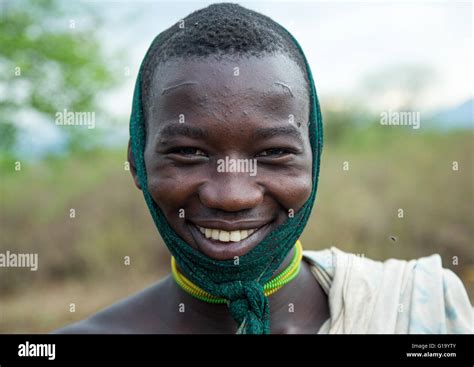 Portrait Of A Smiling Bodi Tribe Man Omo Valley Hana Mursi Ethiopia