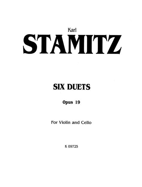 Karl StamitzSix Duets Opus 19for Violin And Cello