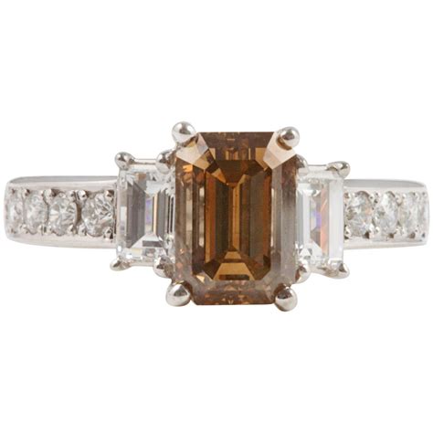 Champagne Colored Diamond Platinum Engagement Ring At 1stdibs