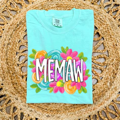 Memaw Spring Floral White Transfer Sassy Sublimation And Screen Prints