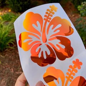 Hibiscus Vinyl Decal Hawaiian Tropical Flower Sticker Holographic Vinyl