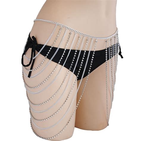 Body Chain Wasit Belt Waist Belt Metallic Sparkle Sexy Alloy For Disco