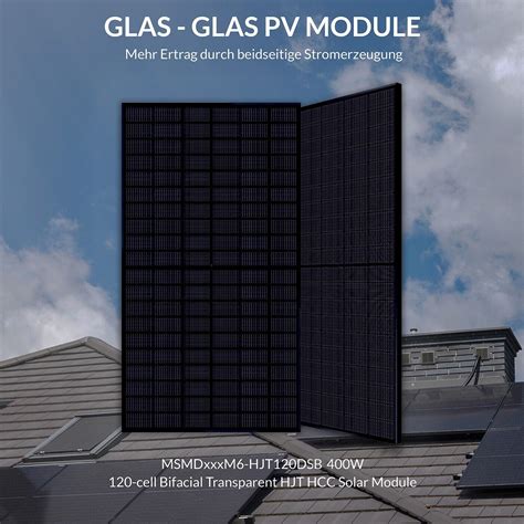 München Solar Solarpaneel 400W MSMDxxxM6 HJT120DSB Bifacial Glas Glas