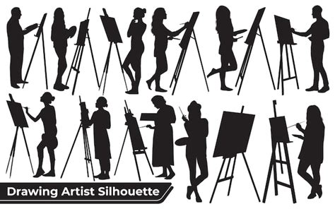 Premium Vector Drawing Artist Silhouette Vector