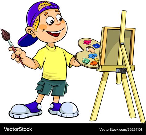 Cartoon Boy Painting Royalty Free Vector Image