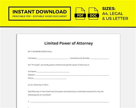 Special Power Of Attorney Etsy