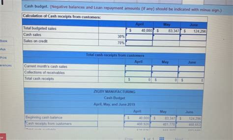 pics cash budget negative