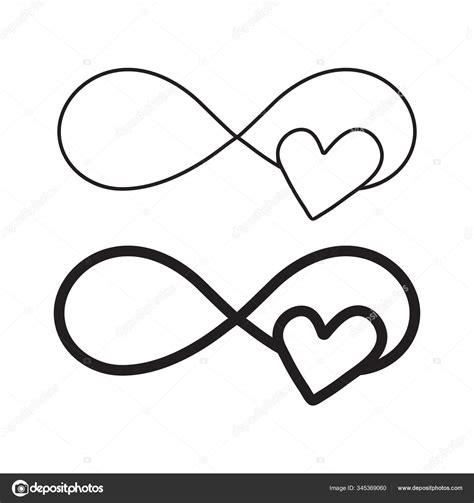 Hand Drawn Infinity Symbol Heart Love Sign Doodle Icon Love Stock