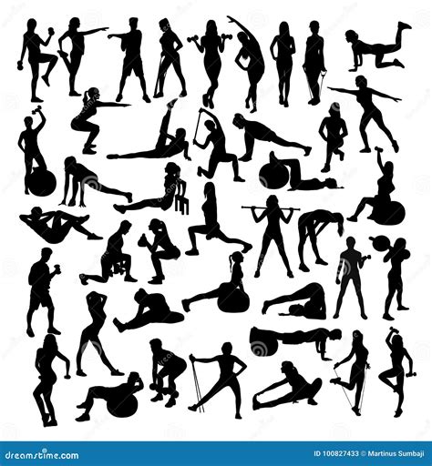 Woman Sport Fitness And Gym Activity Silhouette Stock Vector