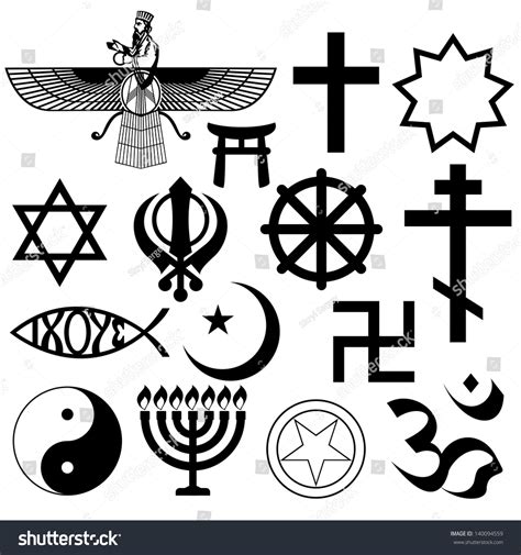 Religious Signs Symbols Illustration On White Stock Vector 140094559 ...