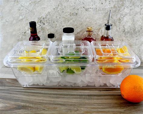 Condiment Garnish Station W 3 Inserts And Lids Bar Supplies