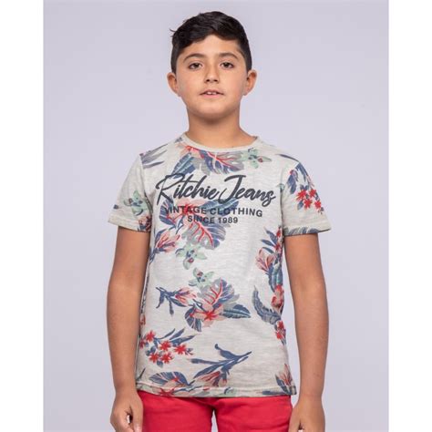 T Shirt Col Rond Pur Coton Motifs Nalko J Ritchie La Redoute