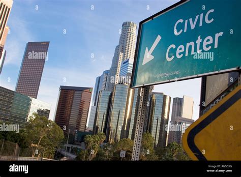 Civic Center Sign Los Angeles Stock Photo Alamy