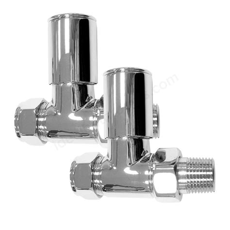 Essential Square Radiator Valves Straight Valve 15mm Pipe Chrome Ideal Bathrooms