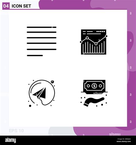 Set Of 4 Commercial Solid Glyphs Pack For Align Send Analysis Report