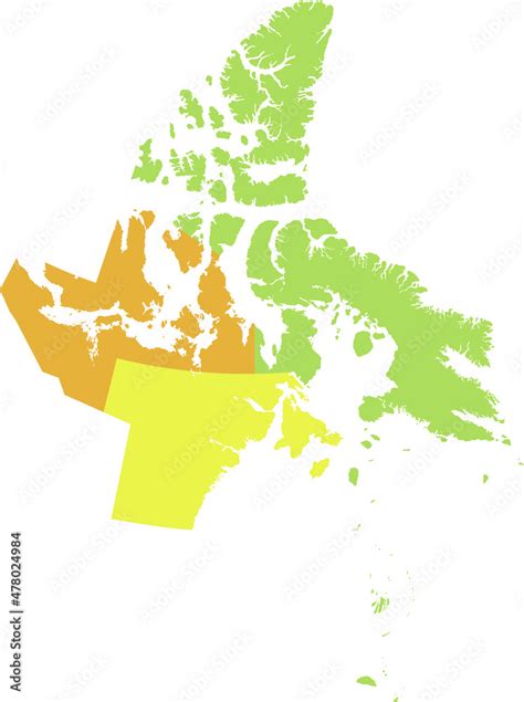 Pastel Flat Blank Vector Administrative Map Of The Canadian Territory