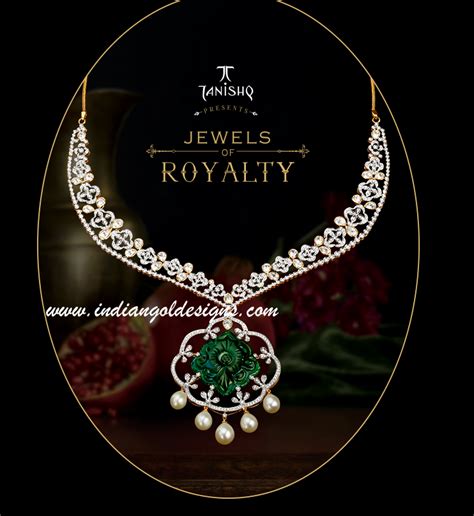 Gold and Diamond jewellery designs: Tanishq diamond necklace