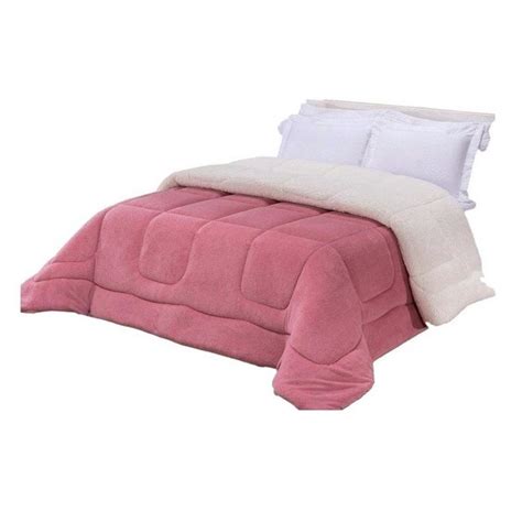 Edredom Sherpa ROSÉ Cobertor Coberdrom Casal Queen 2 40m x 2 20m