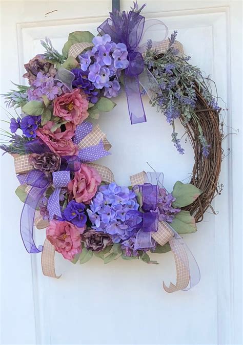 Hydrangea Door Wreath Shabby Chic Wreath Sassy Doors Wreath Front