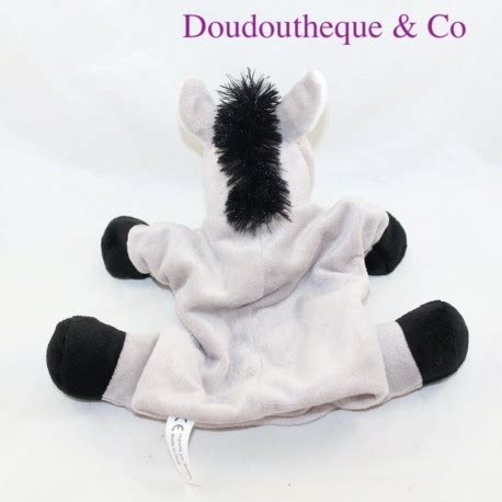 Doudou marionnette âne CORSICA Textisun gris rouge 25 cm SOS doudou