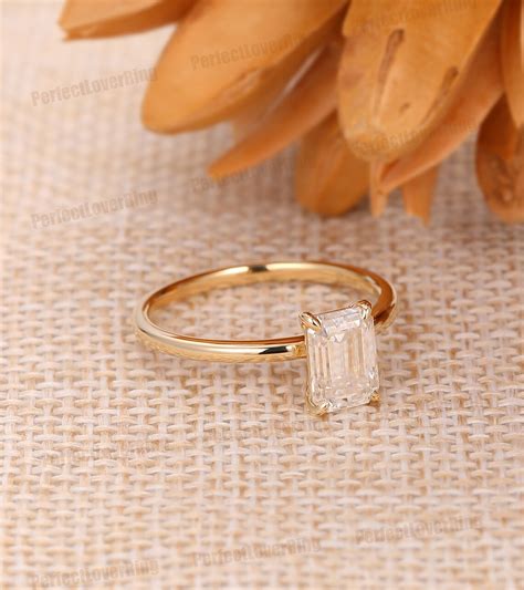 Solitaire Ring 1ct3ct Emerald Cut Moissanite Engagement Etsy