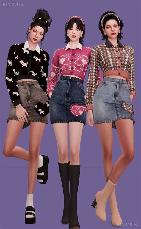 RIMINGS Lovely Pattend Knit Outfit Set RIMINGS Sims 4 Mods