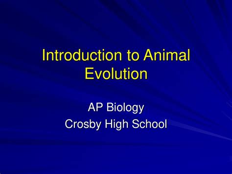 Introduction To Animal Evolution Ppt Download