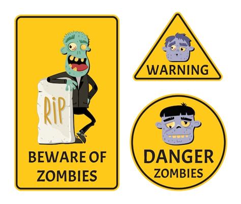 Premium Vector | Beware of zombies stickers set