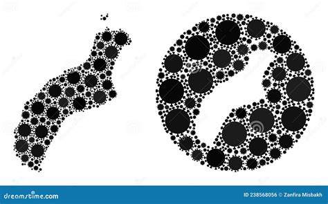 Mosaico Di Coronavirus Invertito E Mappa Dell Isola Di Niihau Nera
