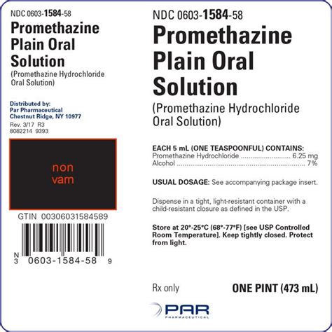 Promethazine - FDA prescribing information, side effects and uses