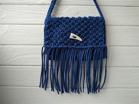 Macrame Blue Bag Handmade Bag Macrame Bag T For Girl Etsy