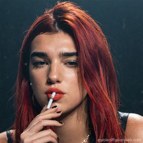 Dua Lipa Smoking with Red Hair | Stable Diffusion Online