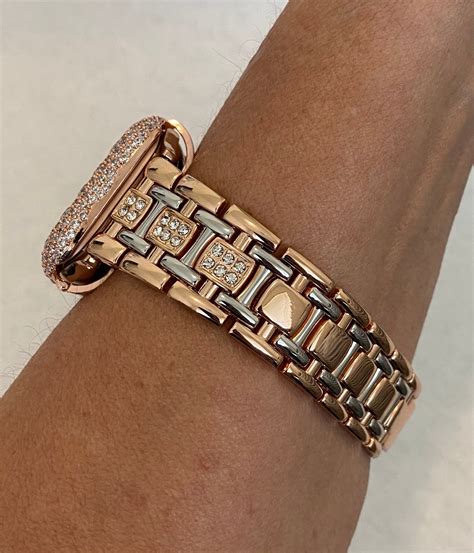 Two Tone Apple Watch Band Mm Womens Rose Gold And Or Silver Etsy