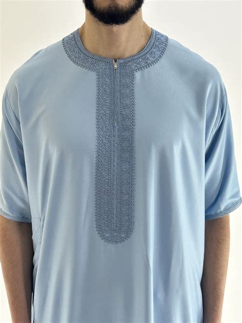 Qamis Short Sleeve Sky Blue Gandoura