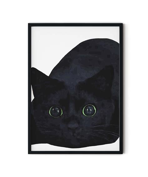 Black Cat Print Wall Art Poster Art Print Cat Print Wall Etsy Uk