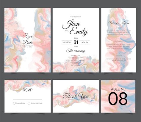 Premium Vector Elegant Marble Wedding Invitation Set