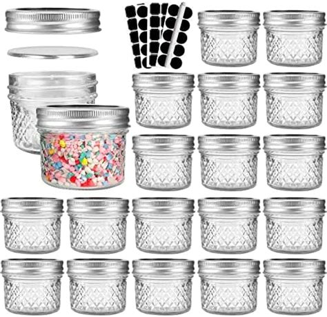 Tebery Pack Oz Regular Mouth Glass Mason Jars Diamond Design