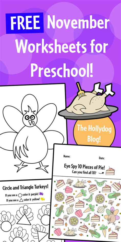 Free November Worksheets For Preschool ⋆ The Hollydog Blog