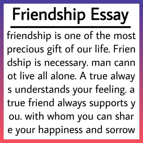 Essay On Friendship In English Friendship Essay In English Short