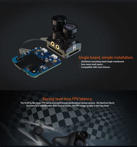 Runcam Hybrid 4K/30FPS Dual Lens FPV Camera For Racing Drone Black