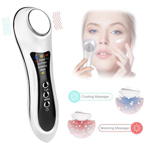 9064 Hot Cold Hammer Vibration Face Massager 4 In 1 Portable Facial Firming Machine For Wrinkle