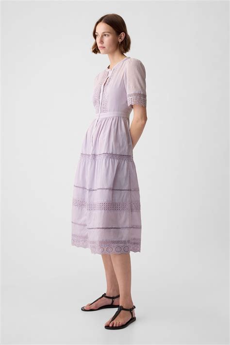 Buy Gap Purple Cotton Lace Midi Dress From Next Ireland