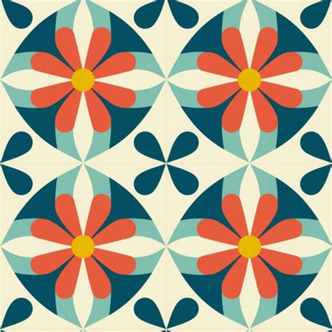 Download Colorful Tile Pattern with Flowers Patterns Online - Creative ...