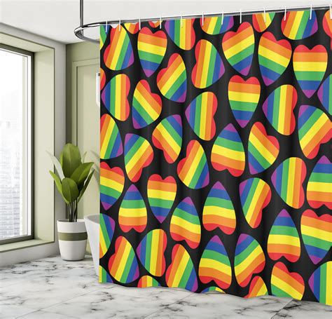 Ivy Bronx Rainbow Shower Curtain Hearts Gay Pride Flag Wayfair