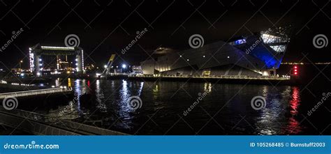 Kingston Upon Hull Night Landscape River Hull The Deep Editorial