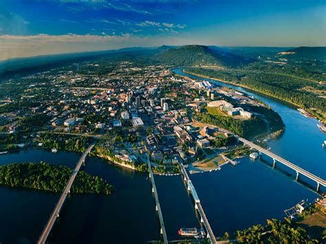 Chattanooga, TN - beautiful photo of the four bridges leading into