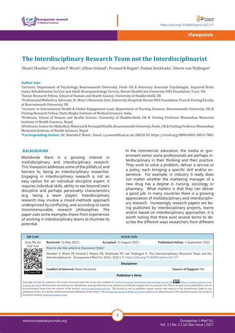 (PDF) The Interdisciplinary Research