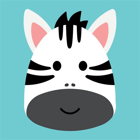 Cartoon Zebra Face Wild Animal Character in Animated Cute Vector Illustration 17461015 Vector ...